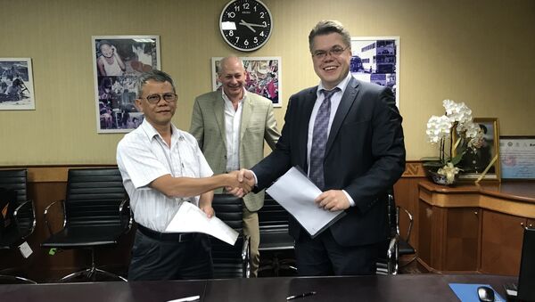 Церемония подписания соглашения о сотрудничестве между информационным агентством и радио Sputnik и таиландской газетой The Nation