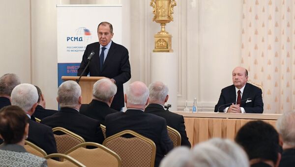 Глава МИД РФ Сергей Лавров выступает на общем собрании РСМД. 20 ноября 2018