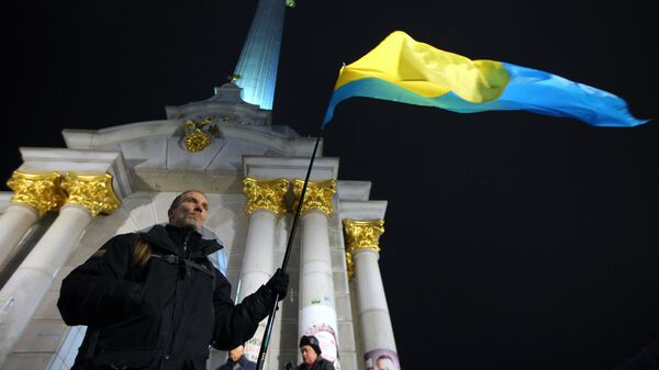 Участники акции, посвященной 5-й годовщине начала событий на Майдане, в Киеве. 21 ноября 2018