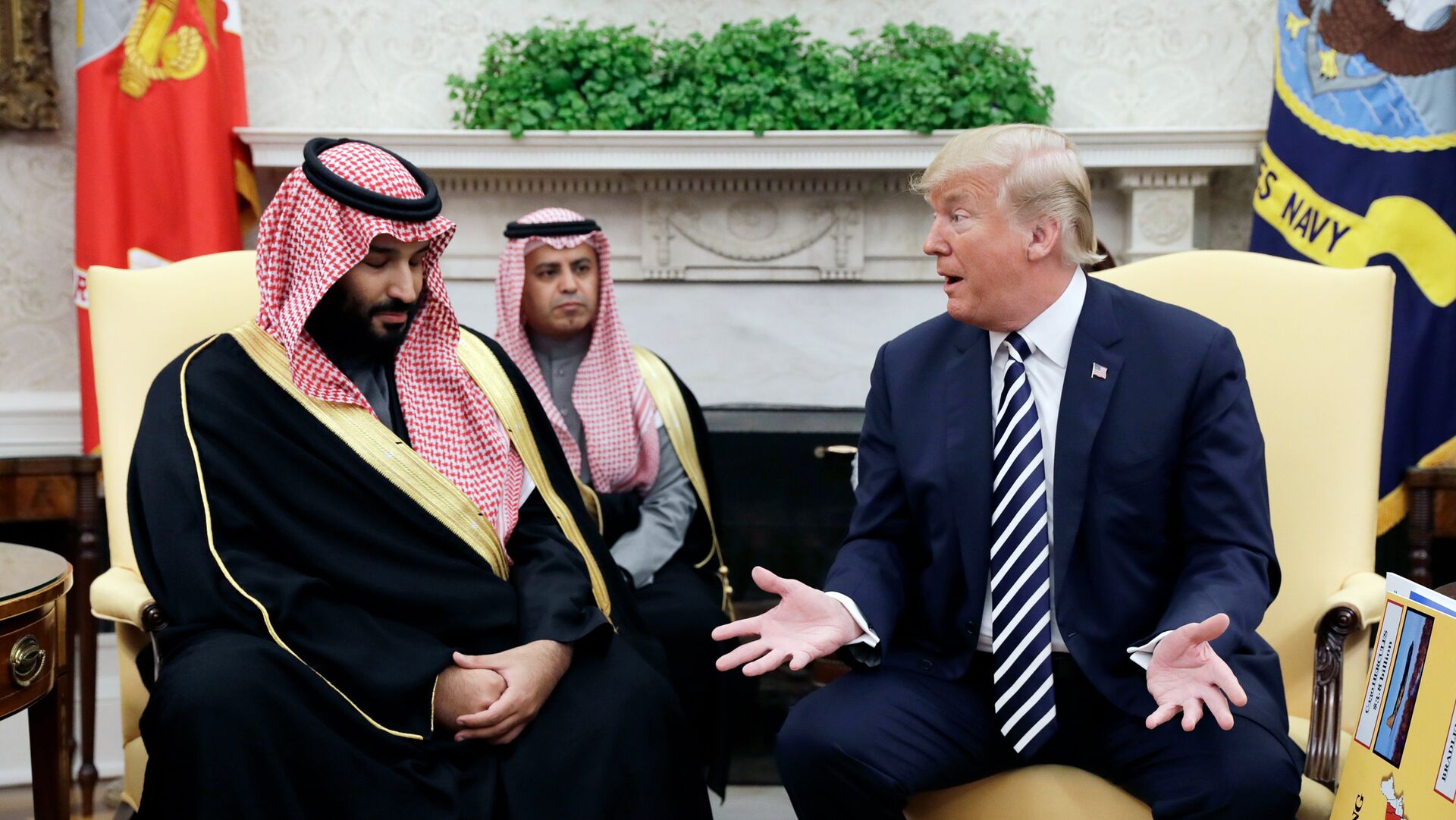 Президент США Дональд Трамп и наследный принц Саудовской Аравии Мухаммед бен Салман во время встречи в Белом доме в Вашингтоне - РИА Новости, 1920, 10.09.2020