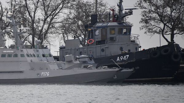 Корабли ВМС Украины, задержанные пограничной службой РФ за нарушение государственной границы России, в порту Керчи. 26 ноября 2018