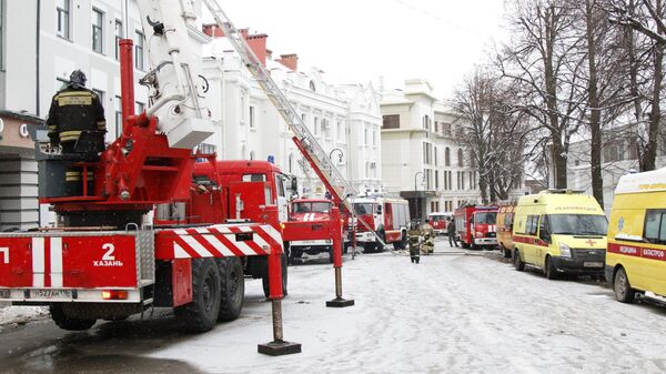 Пожарные машины на улице Казани