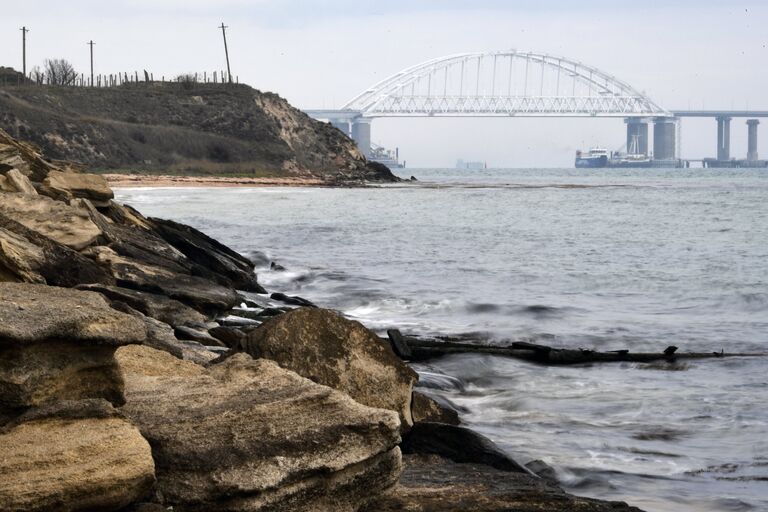 Суда проходят под аркой Крымского моста после возобновления судоходства в Керченском проливе Суда проходят под аркой Крымского моста после возобновления судоходства в Керченском проливе