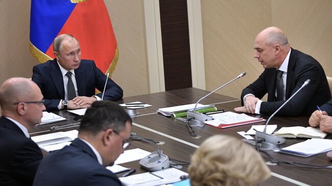 Президент РФ Владимир Путин проводит совещание с членами правительства РФ