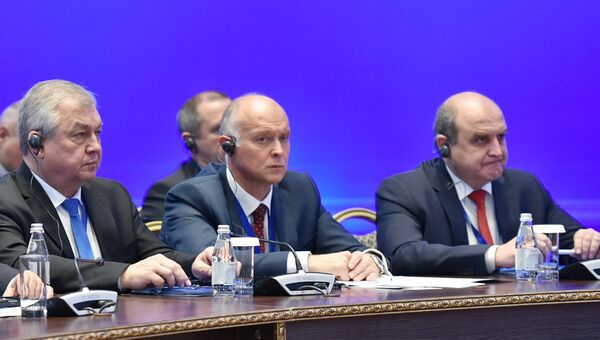Специальный представитель президента РФ по сирийскому урегулированию Александр Лаврентьев на 11-й Международной встрече в Астане по урегулированию ситуации в Сирии. 29 ноября 2018