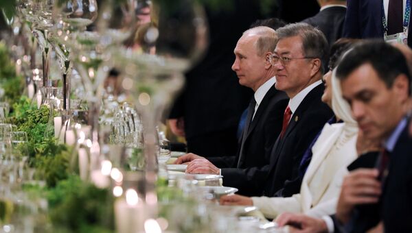 Президент РФ Владимир Путин на торжественном приеме в честь глав делегаций государств-участников G20