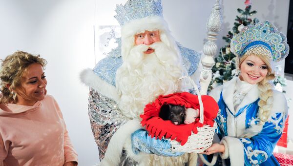 Во время встречи с Дедом Морозом в Московском зоопарке. 1 декабря 2018