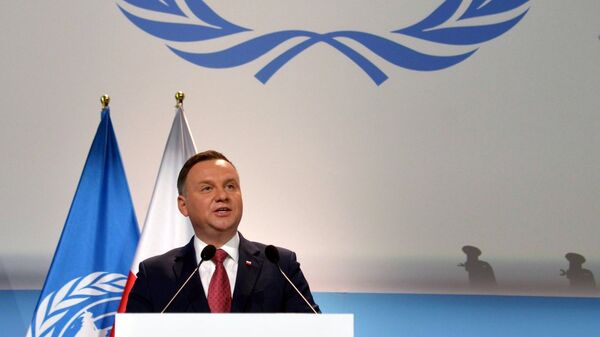 Президент Польши Анджей Дуда выступает на открытии 24-й конференции ООН по изменению климата в Катовице