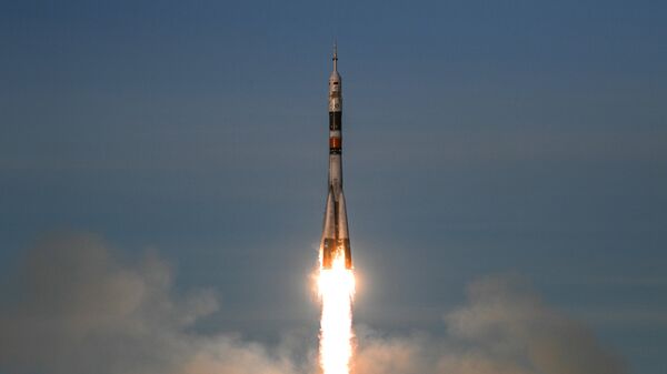 Старт ракеты-носителя Союз-ФГ с пилотируемым кораблем Союз МС-11. Архивное фото