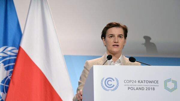 Премьер-министр Сербии Ана Брнабич выступает на конференции ООН по изменению климата в Катовице