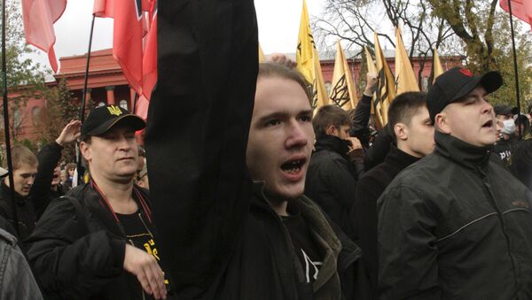 Марш представителей националистических организаций Украины в центре Киева закончился задержанием участников акции