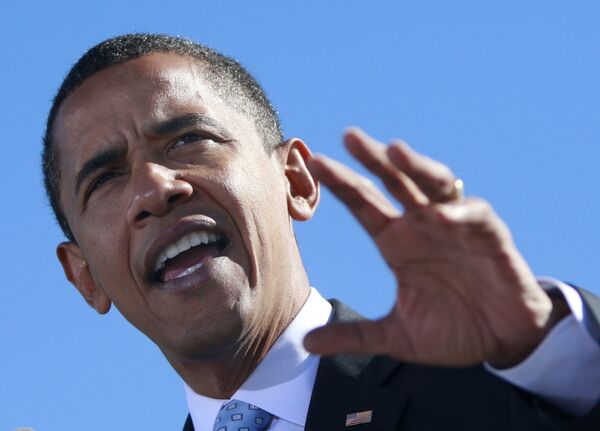 Кандидат в президенты США Барак Обама во время выступления во Флориде