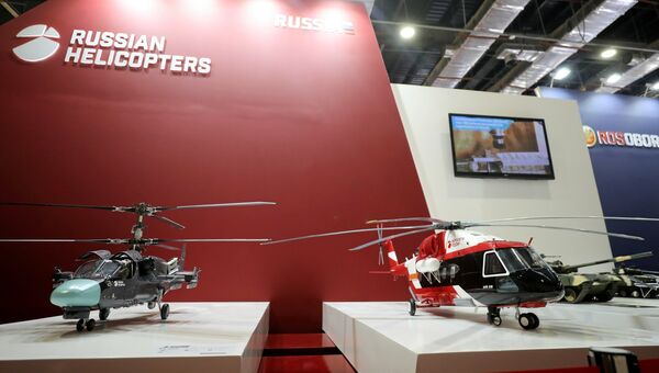 Стенд холдинга Вертолеты России на выставке вооружений EDEX-2018 в Каире. 3 декабря 2018