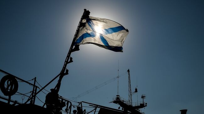 Андреевский флаг на одном из кораблей Черноморского флота России