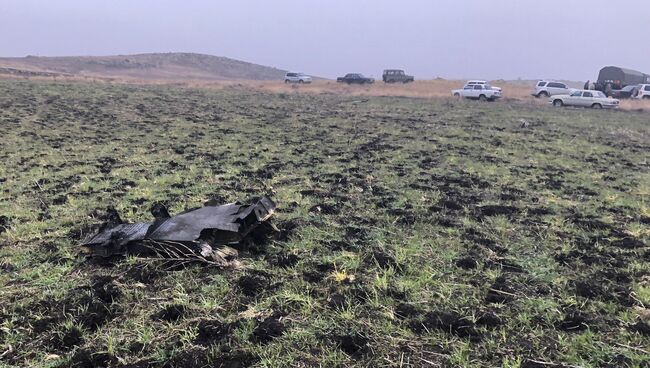 Место падения самолета Су-25 в Армении. 4 декабря 2018