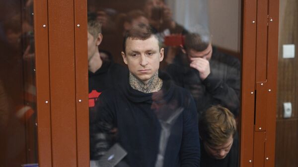  Футболист Павел Мамаев, обвиняемый в хулиганстве и побоях, на заседании Тверского районного суда Москвы. 5 декабря 2018