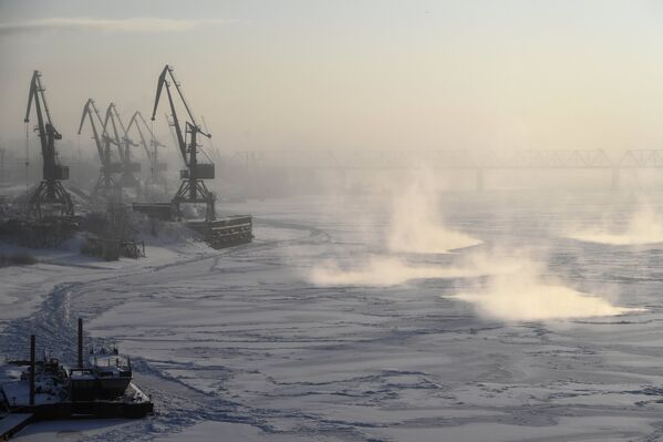Замерзшая Обь в Новосибирске