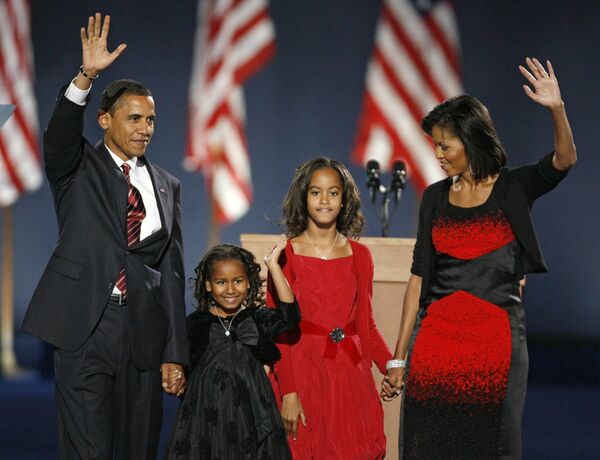 Новый президент США Барак Обама с семьей