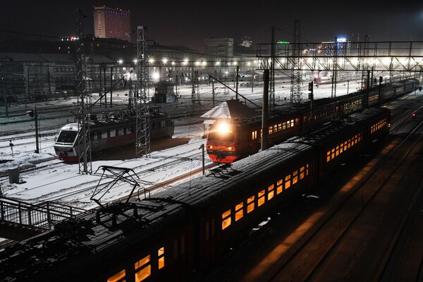 Поезда на железнодорожной станции Новосибирск-Главный в Новосибирске