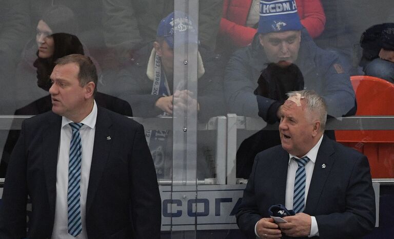 Главный тренер ХК Динамо Владимир Крикунов (справа)