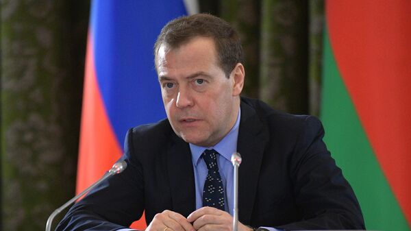 Председатель правительства РФ Дмитрий Медведев на заседании Совета министров Союзного государства России и Белоруссии в Бресте. 13 декабря 2018