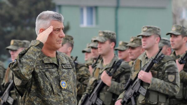 Президент Косово Хашим Тачи и Силы безопасности Косово за день до голосования парламента по вопросу формирования национальной армии. 13 декабря 2018