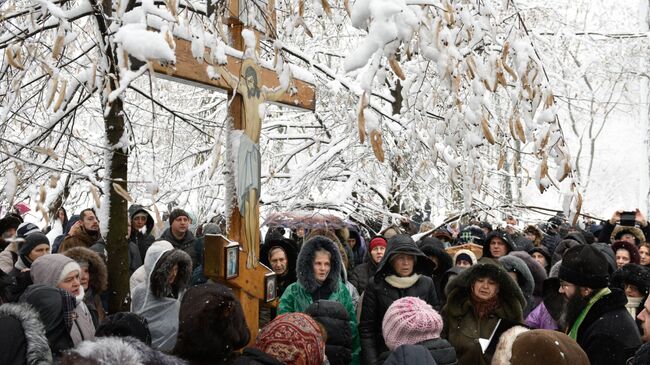 Акция против Объединительного собора на Украине у здания Верховной рады Украины в Киеве