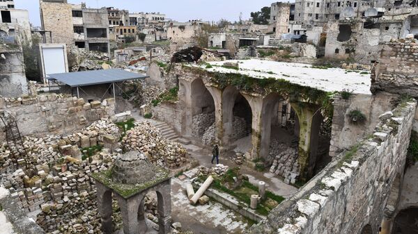 Разрушенная синагога в сирийском Алеппо