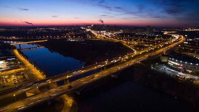 Спасский мост Московской кольцевой автодороги в районе города Красногорск Московской области