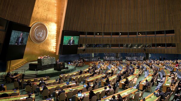 Заседание Генеральной Ассамблеи ООН в Нью-Йорке, США