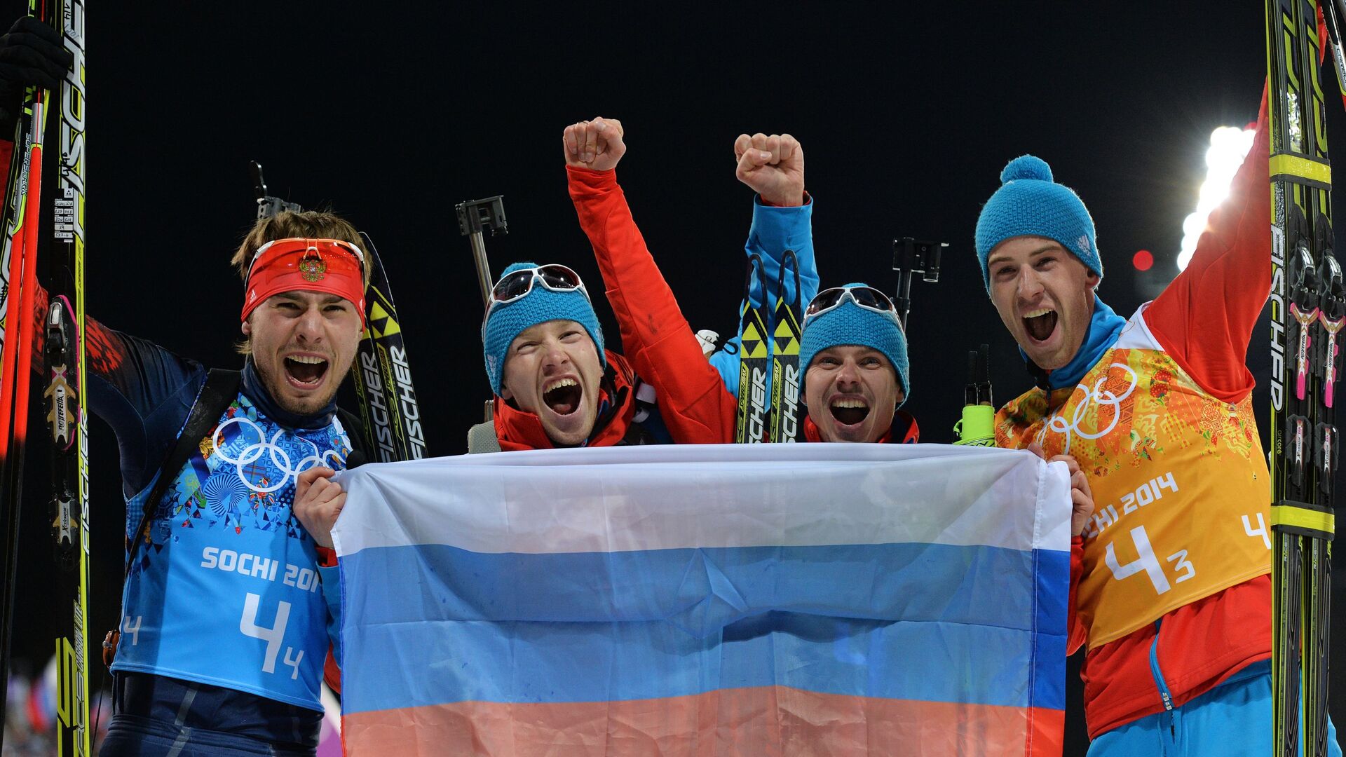 Победа России биатлон 2014 награждение
