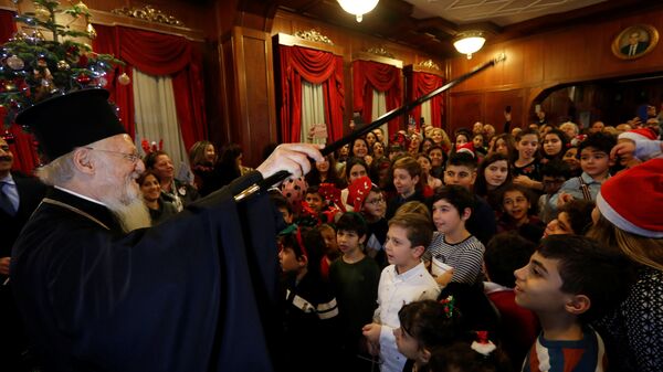  Константинопольский патриарх Варфоломей в Сочельник в резиденции в Фанаре. 24 декабря 2018