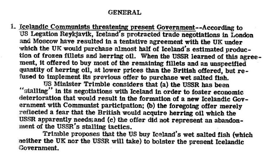 Фрагмент сводки донесений разведки США от 31 апреля 1947 года
