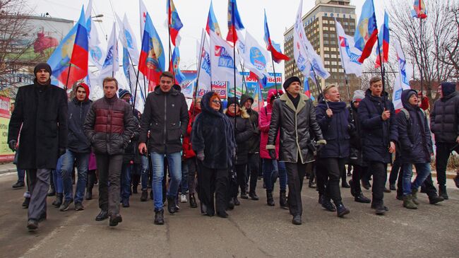 Участники марша Донбасс непокорённый в Луганске. 27 декабря 2018