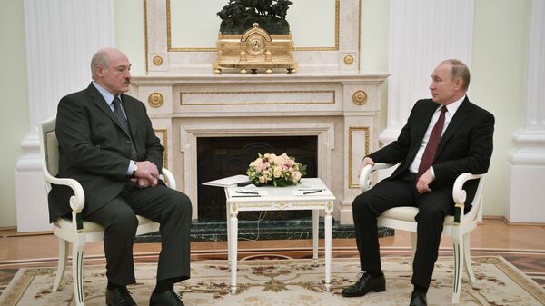 Президент РФ Владимир Путин и президент Белоруссии Александр Лукашенко во время встречи. 29 декабря 2018