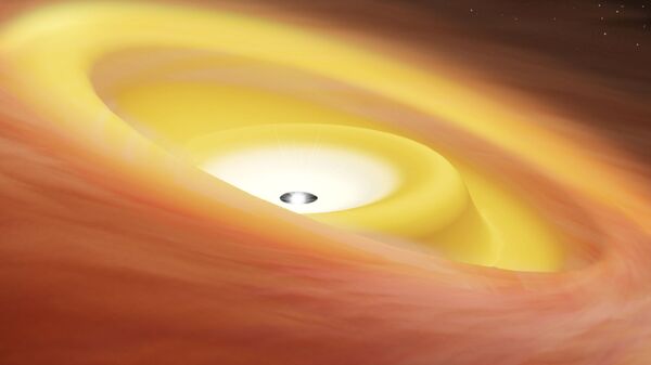 Протопланетный диск в окрестностях новорожденной звезды в созвездии Тельца