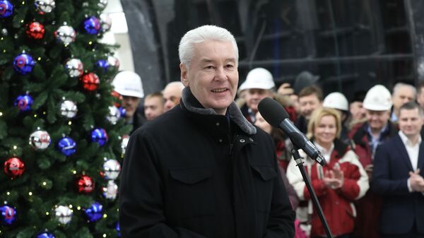 Мэр Москвы Сергей Собянин выступает на открывшейся станции Савеловская Большой кольцевой линии 