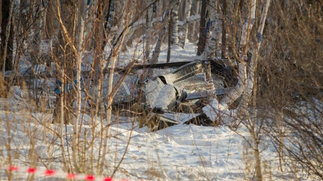 Место крушения вертолета Agusta A119  в районе поселка Верхняя Березовка в Бурятии. 30 декабря 2018