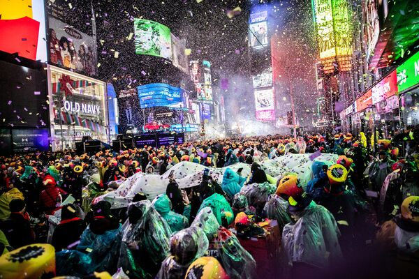 Празднование Нового Года на Таймс-сквер в Нью-Йорке. 31 декабря 2018