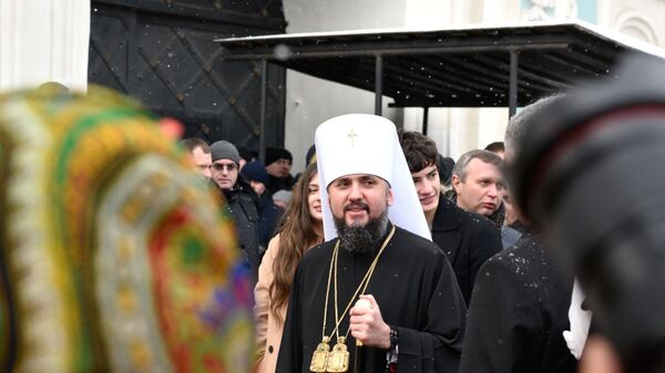 Предстоятель новой Украинской православной церкви Киевского патриархата митрополит Киевский и всея Украины Епифаний в Киеве