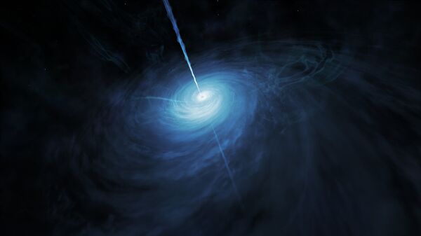Так художник представил себе квазар J0439+1634 в юной Вселенной