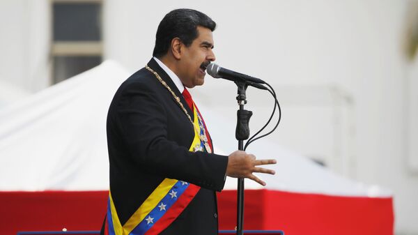 Президент Венесуэлы Николас Мадуро во время принесения присяги в качестве президента Венесуэлы на период 2019-2025 годов. 10 января 2019