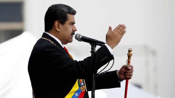 Президент Венесуэлы Николас Мадуро во время принесения присяги в качестве президента Венесуэлы на период 2019-2025 годов. 10 января 2019