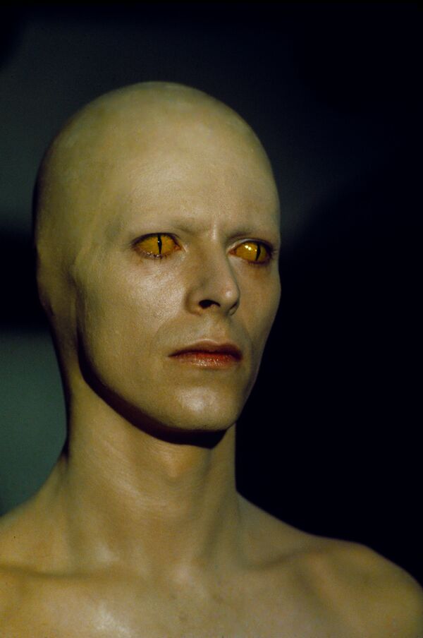 Стив Шапиро. Дэвид Боуи с кошачьими глазами. Человек, который упал на Землю. Нью-Мексико, 1975