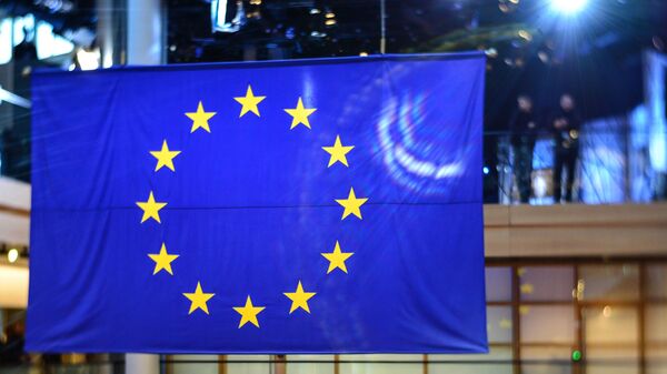 Флаг ЕС в здании Европейского парламента в Страсбурге