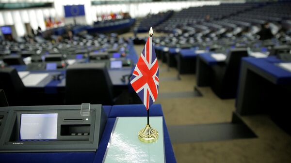 Флаг Великобритании в зале заседаний Европейского парламента в Страсбурге
