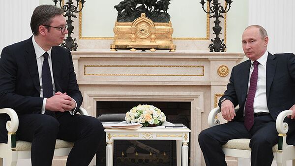 Совместная пресс-конференция Владимира Путина и Александра Вучича
