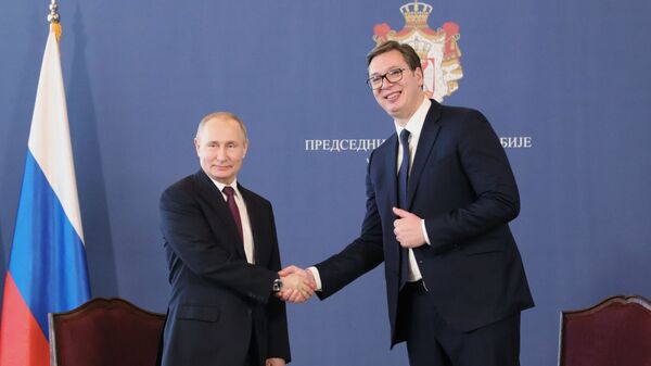 Президент РФ Владимир Путин и президент Республики Сербии Александр Вучич