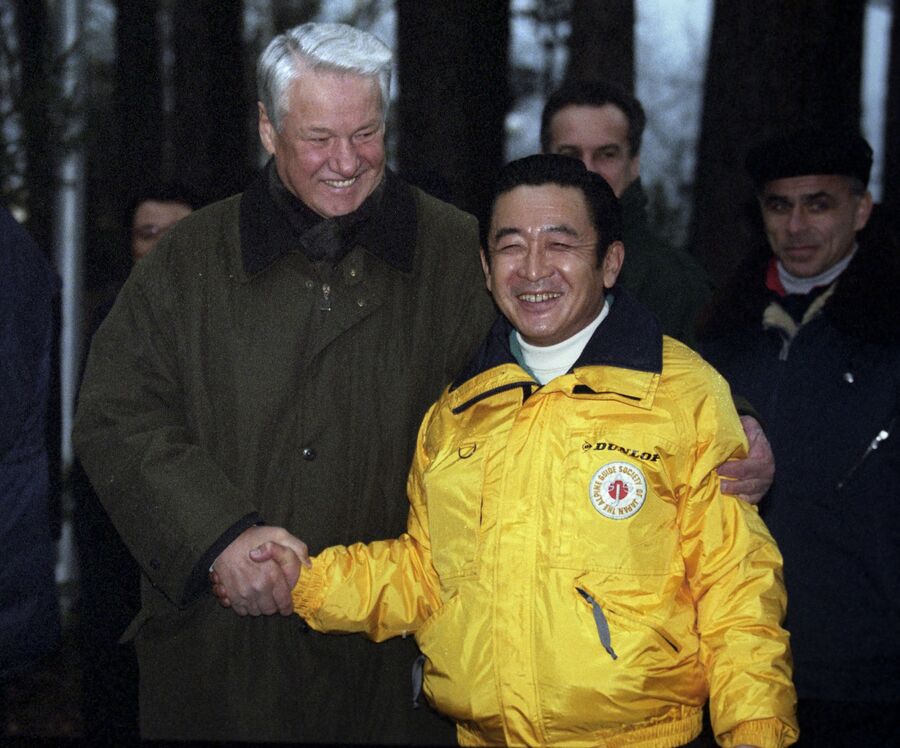 Неформальная встреча Бориса Ельцина с премьер-министром Японии Рютаро Хасимото в Красноярске 