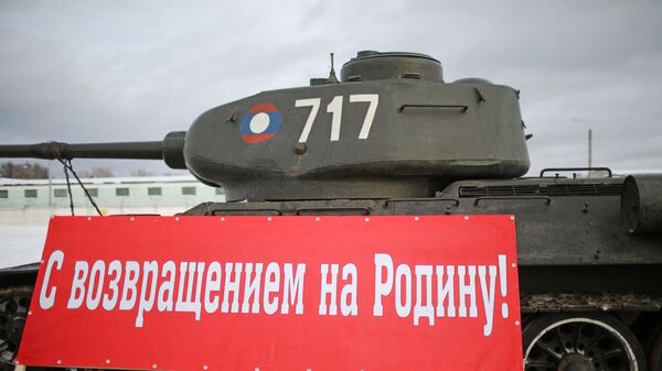 Танк Т-34, прибывший в Наро-Фоминск. 20 января 2019